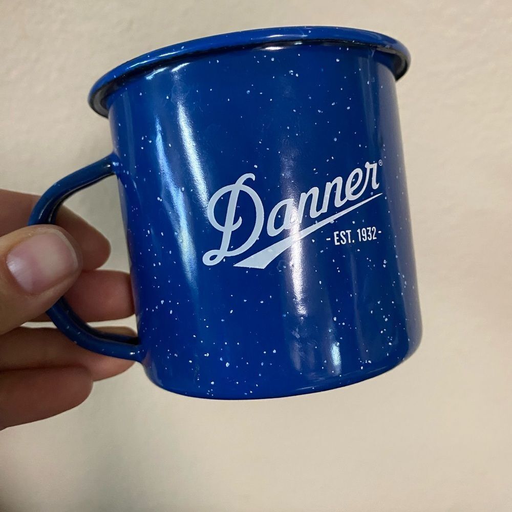 Danner blue enamel camp mug 12oz Tin metal cup